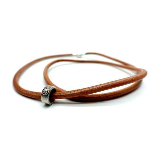 Adjustable Organic Leather Bracelet with 925 Sterling Silver Clasp