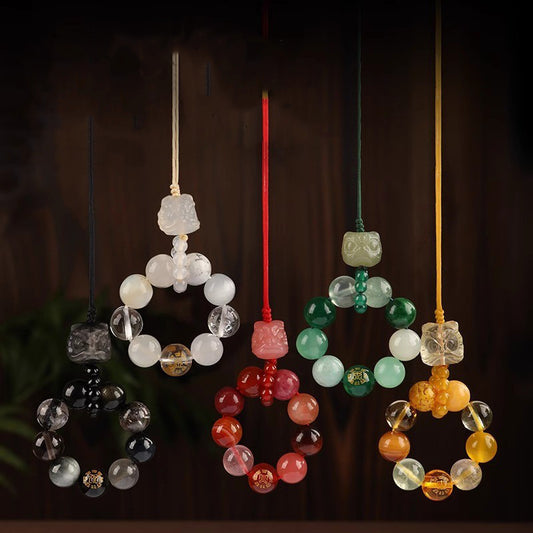 Five Elements Guardian Hand-Carved Crystal Keychain