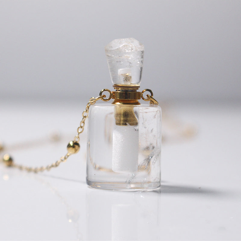 Crystal Aura Perfume Bottle Necklace