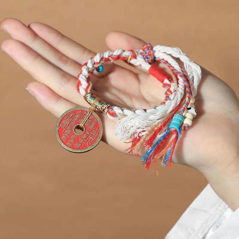 Mountain Spirit Talisman Bracelets with Red Thread Blessing