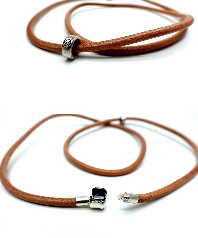 Adjustable Organic Leather Bracelet with 925 Sterling Silver Clasp