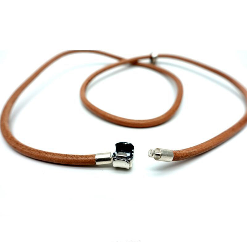 Adjustable Organic Leather Bracelet with 925 Sterling Silver Clasp