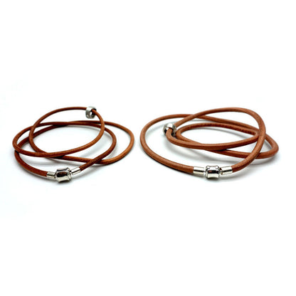 Adjustable Organic Leather Bracelet with 925 Sterling Silver Clasp