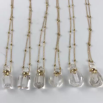 Crystal Aura Perfume Bottle Necklace